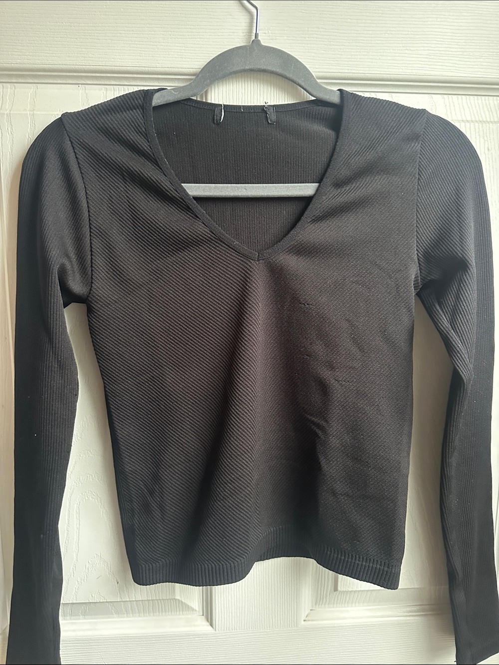 Streetwear Society Black Ribbed Long Sleeve V-Neck Tee